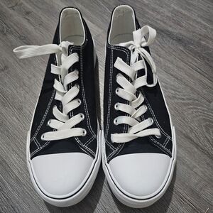 Black and White Faux Converse Low-Top Sneakers
